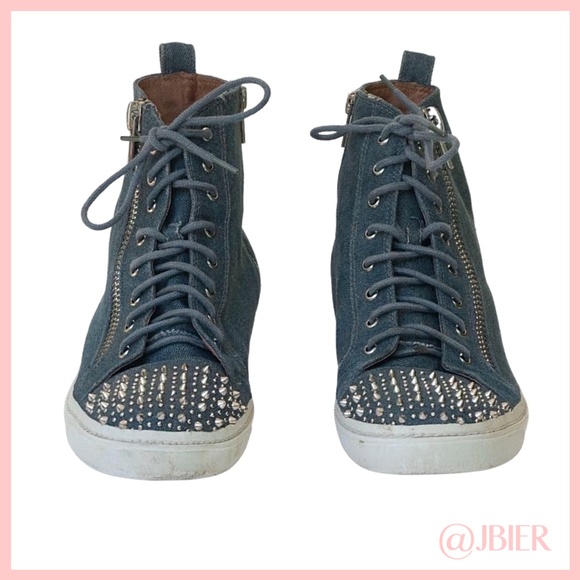 Jeffrey Campbell High Top Studded Denim Sneakers - Picture 3 of 5